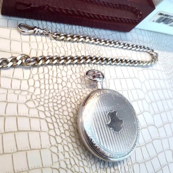 💋Dulan Bulluck Swiss 17 Jewel Pocket Watch Brand New Silver/Gold - Picture 7 of 9